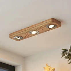 Lindby Loftlamper|Loftlamper>LED-loftlampe Mikari, 48 cm, træ, drejelig