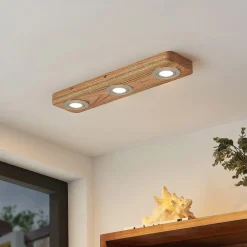 Lindby Loftlamper|Loftlamper>LED-loftlampe Mikari, 48 cm, træ, drejelig