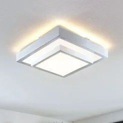 LED-loftlampe Mirco, 32 cm, kantet, aluminium^Lindby Sale