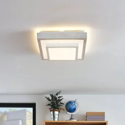 LED-loftlampe Mirco, 32 cm, kantet, aluminium^Lindby Sale