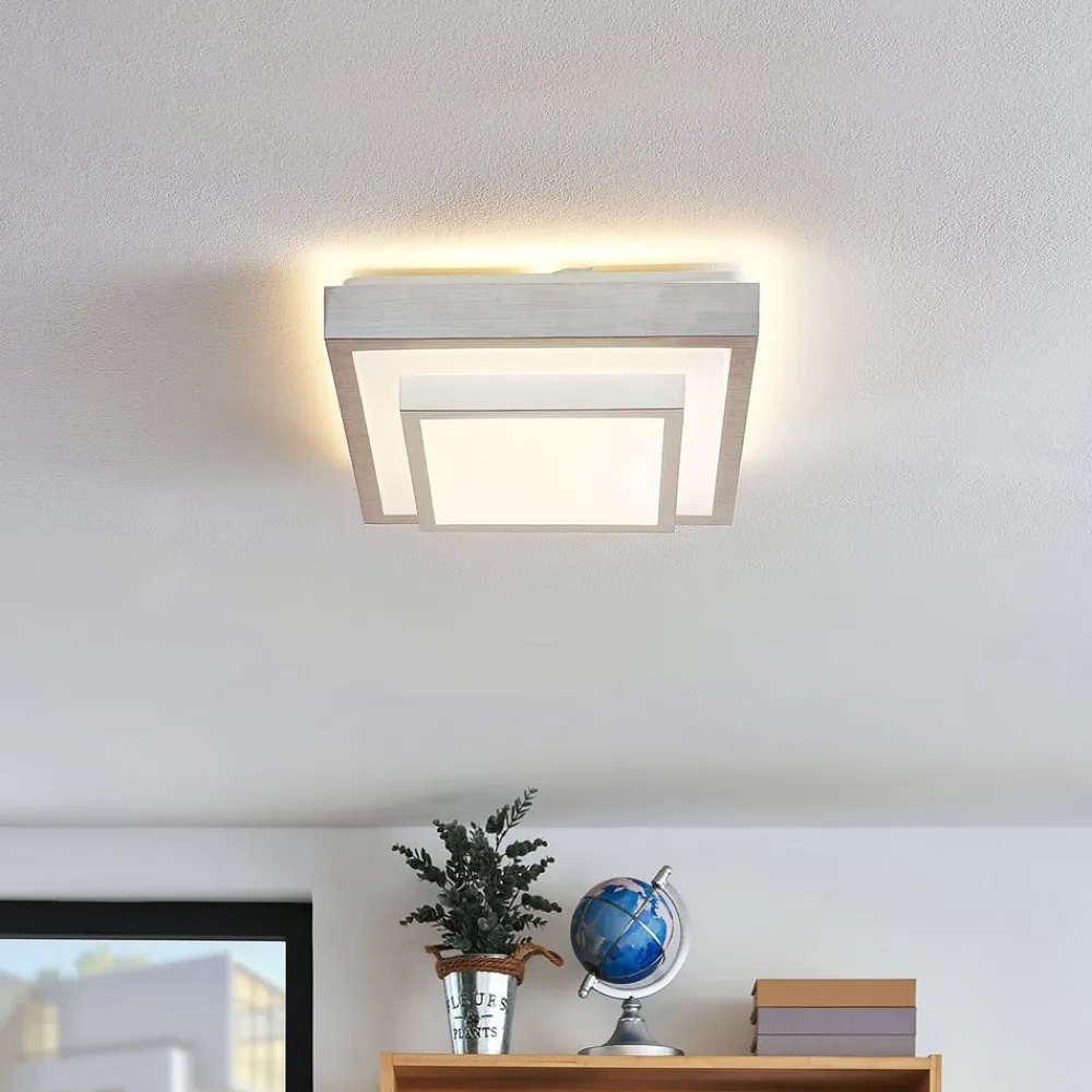 LED-loftlampe Mirco, 32 cm, kantet, aluminium^Lindby Sale