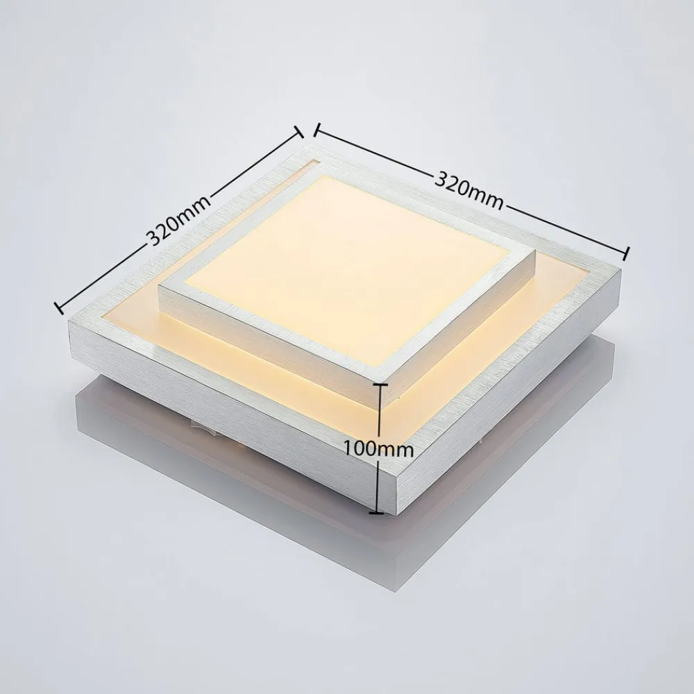 LED-loftlampe Mirco, 32 cm, kantet, aluminium^Lindby Sale