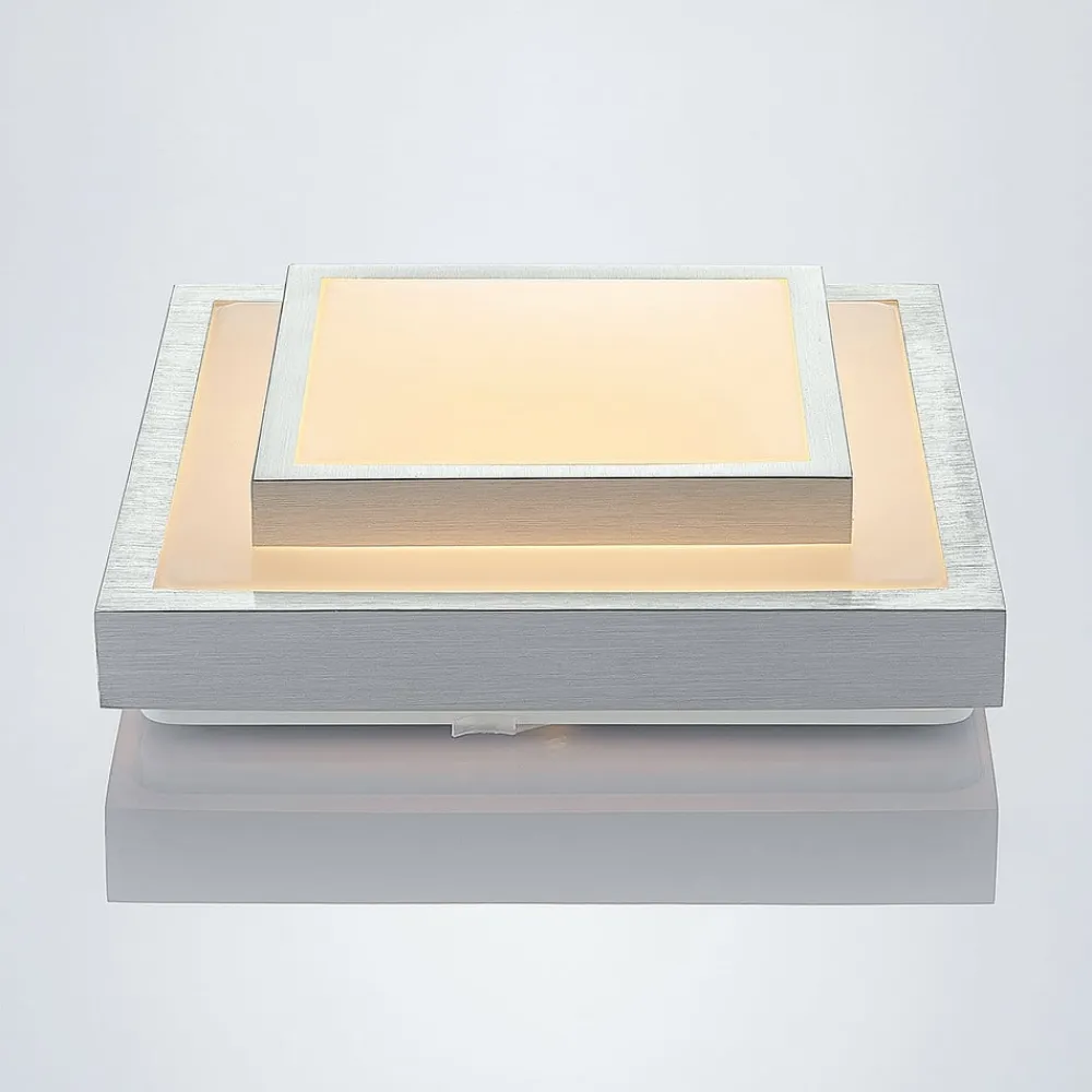 LED-loftlampe Mirco, 32 cm, kantet, aluminium^Lindby Sale