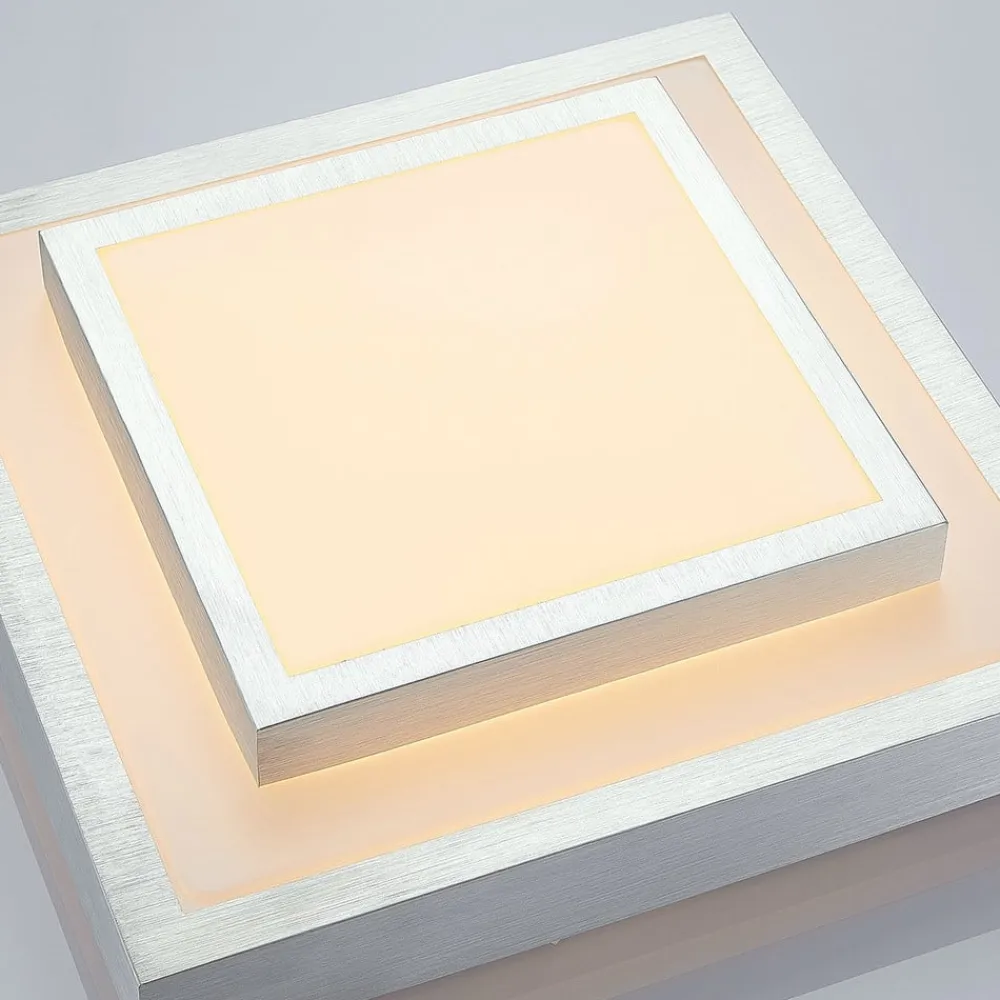 LED-loftlampe Mirco, 32 cm, kantet, aluminium^Lindby Sale