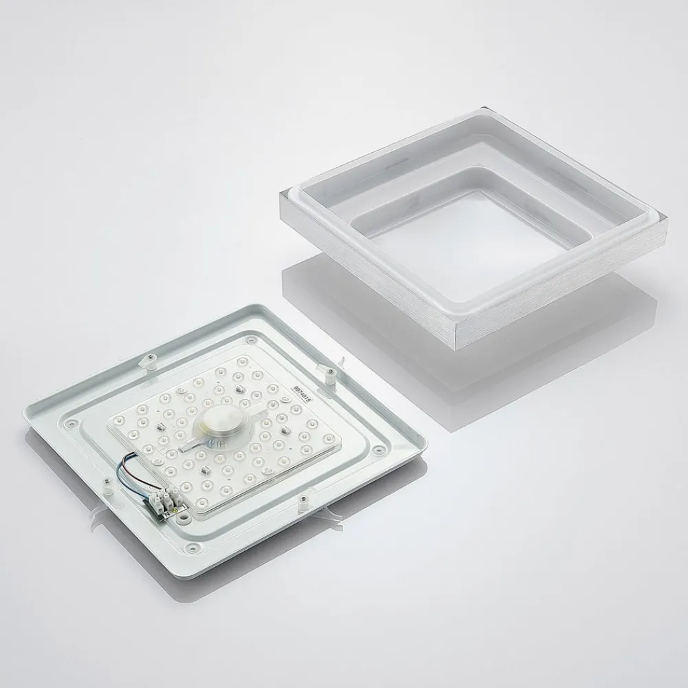 LED-loftlampe Mirco, 32 cm, kantet, aluminium^Lindby Sale