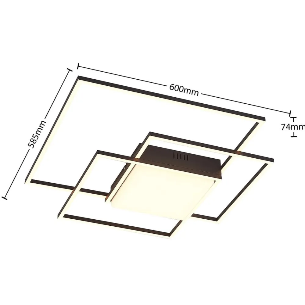 LED-loftlampe Nelinka, 60 cm, sort, aluminium^Lindby Outlet