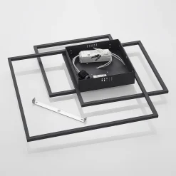 LED-loftlampe Nelinka, 60 cm, sort, aluminium^Lindby Outlet