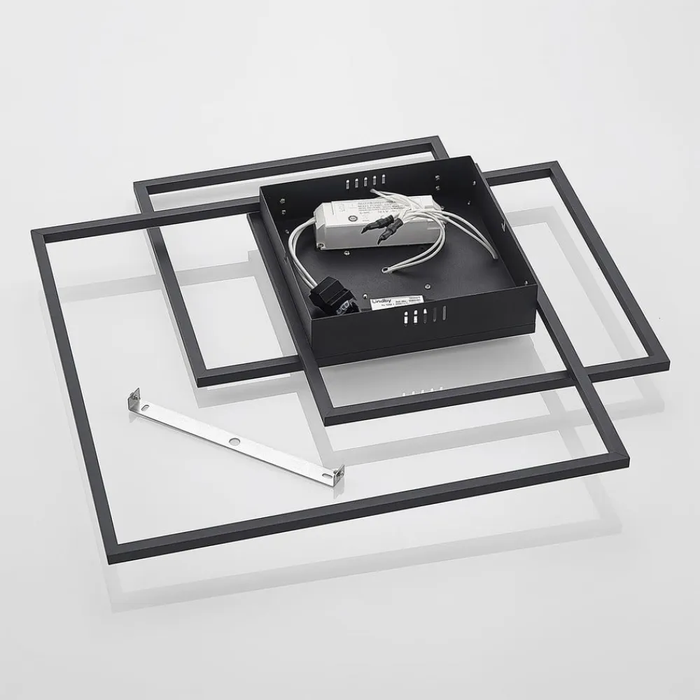 LED-loftlampe Nelinka, 60 cm, sort, aluminium^Lindby Outlet