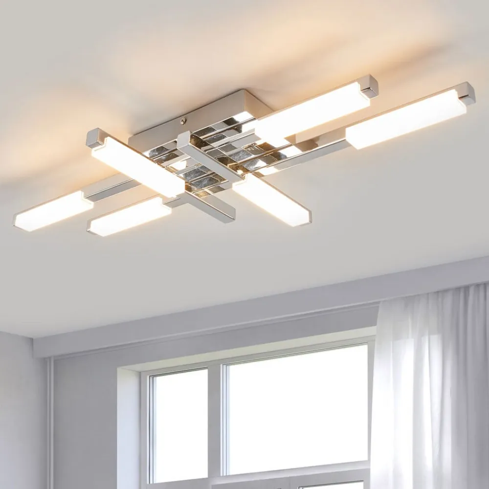 LED-loftlampe Patrik, 62 cm, 6 lyskilder, krom, IP44^Lindby Outlet