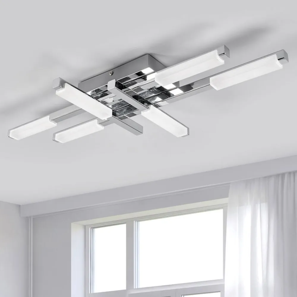 LED-loftlampe Patrik, 62 cm, 6 lyskilder, krom, IP44^Lindby Outlet