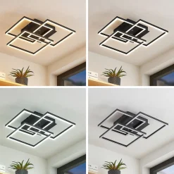 LED-loftlampe Quiana, CCT, kantet, sort, 42 cm^Lindby Best