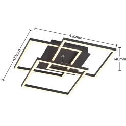LED-loftlampe Quiana, CCT, kantet, sort, 42 cm^Lindby Best