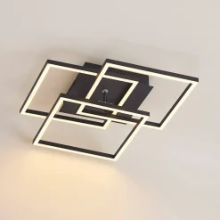 LED-loftlampe Quiana, CCT, kantet, sort, 42 cm^Lindby Best