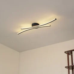 Lindby LED-loftlampe Ravion, 90 cm, sort, 3.000 K