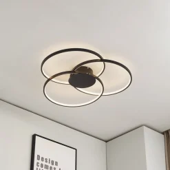 Lindby Loftlamper>LED-loftlampe Riley, sort, 3.000 K, dæmpbar