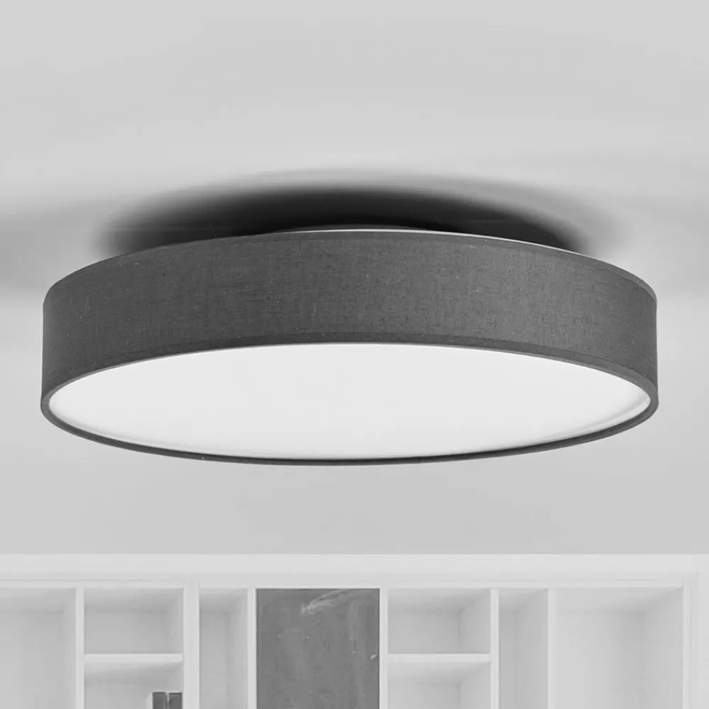 LED-loftlampe Saira, Ø 40 cm, grå, tekstil^Lindby Outlet