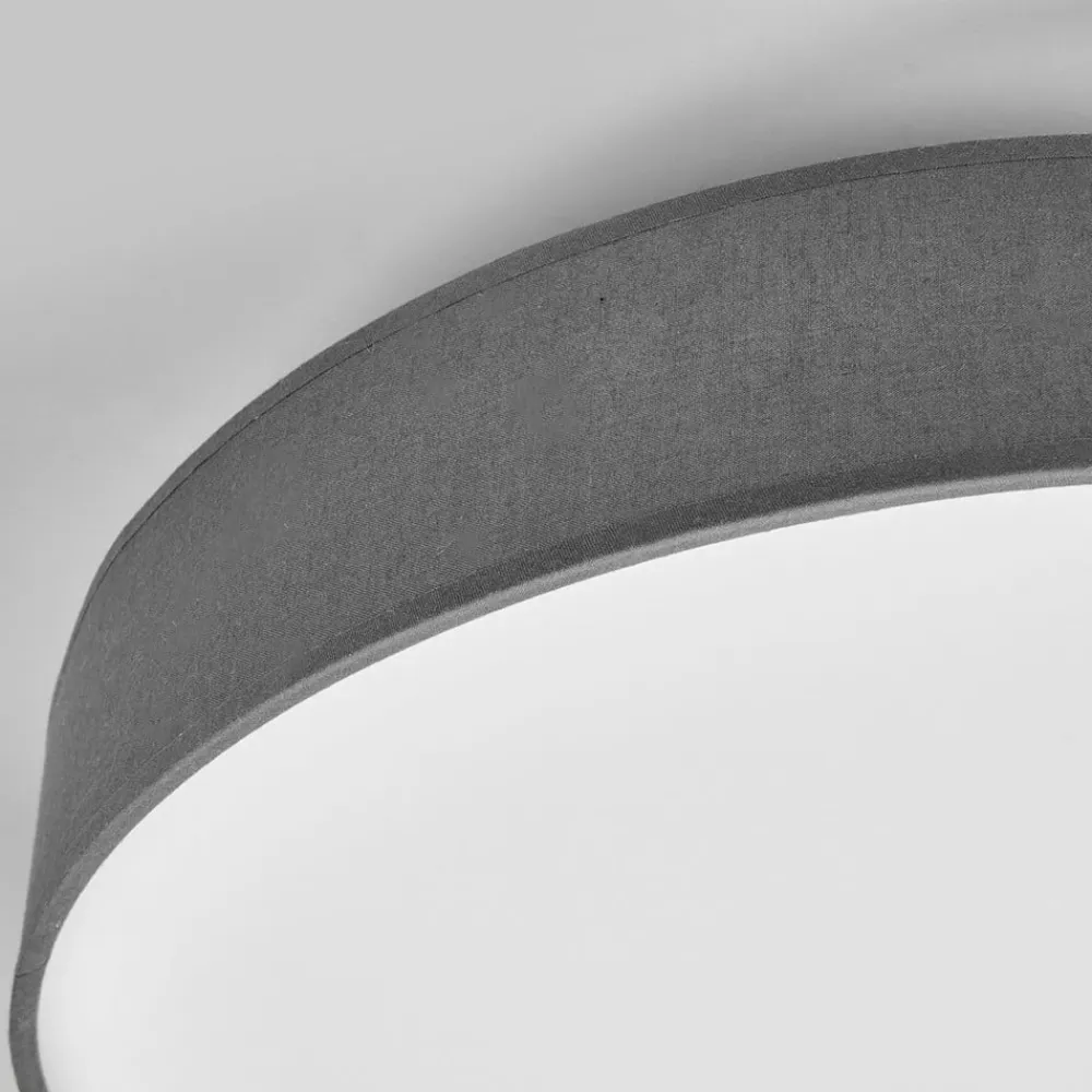 LED-loftlampe Saira, Ø 40 cm, grå, tekstil^Lindby Outlet