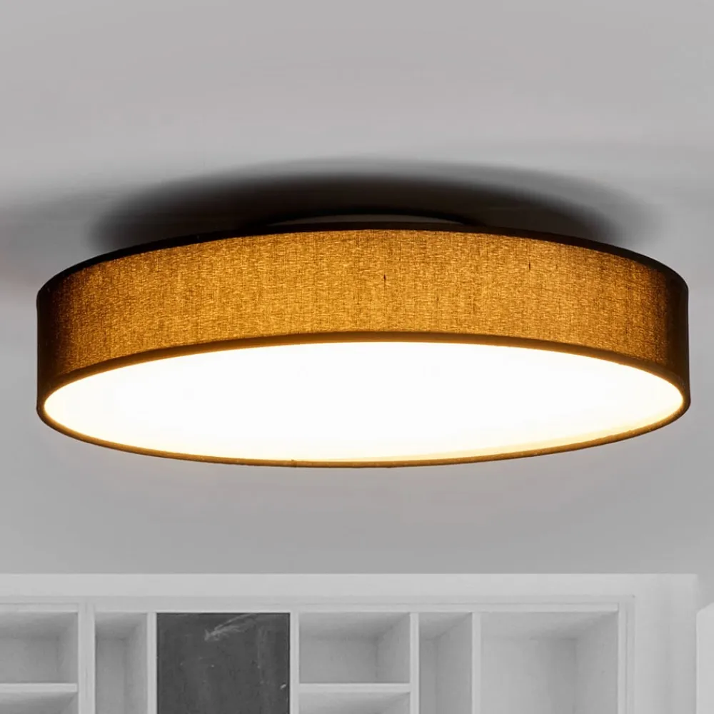 Lindby Loftlamper>LED-loftlampe Saira, Ø 40 cm, sort, tekstil