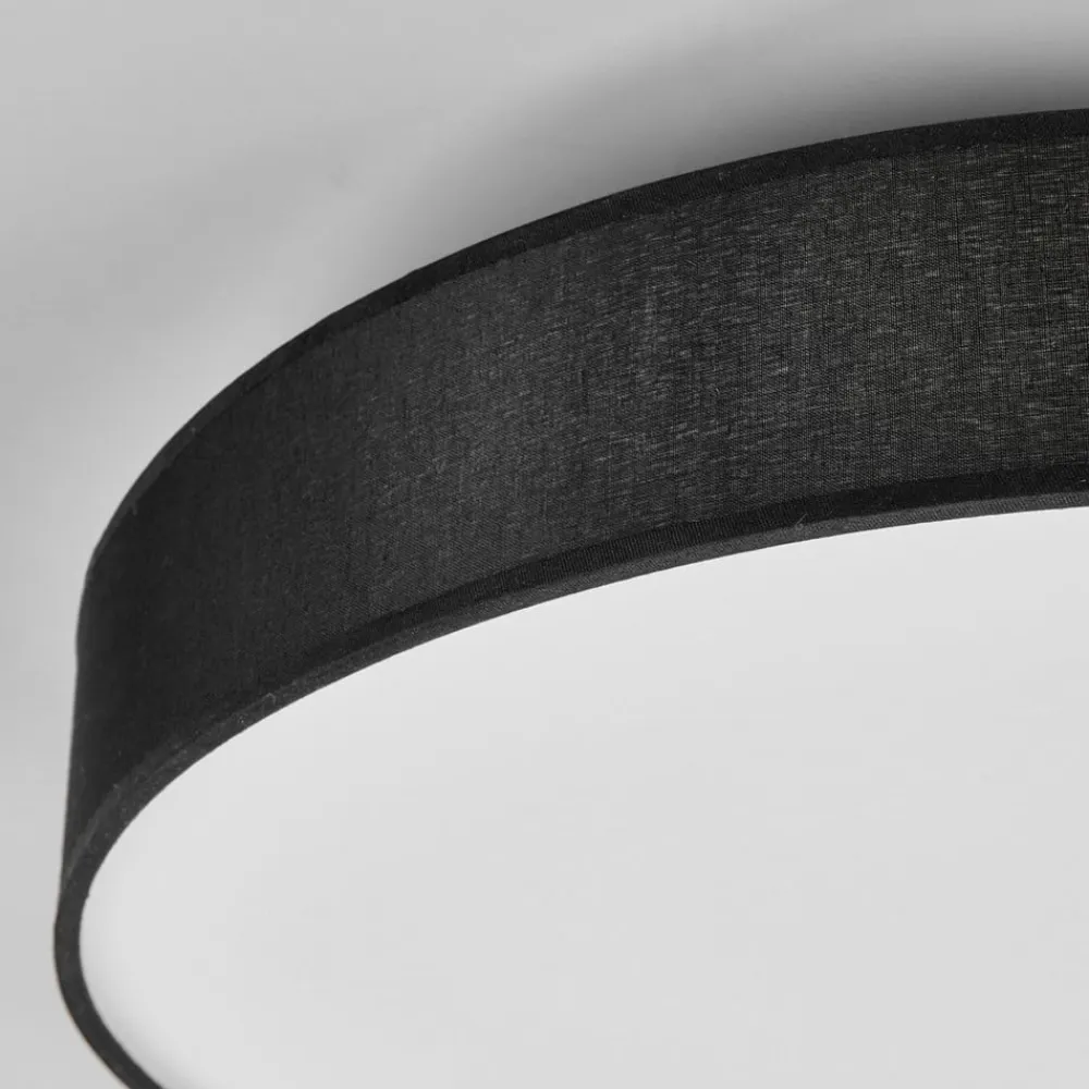 Lindby Loftlamper>LED-loftlampe Saira, Ø 40 cm, sort, tekstil