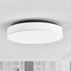 Lindby Loftlamper>LED-loftlampe Saira, Ø 50 cm, hvid, tekstil