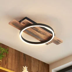 LED-loftlampe Sentoa, træ, 52,8 cm lang, 3.000 K^Lindby Outlet