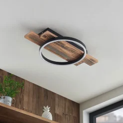 LED-loftlampe Sentoa, træ, 52,8 cm lang, 3.000 K^Lindby Outlet