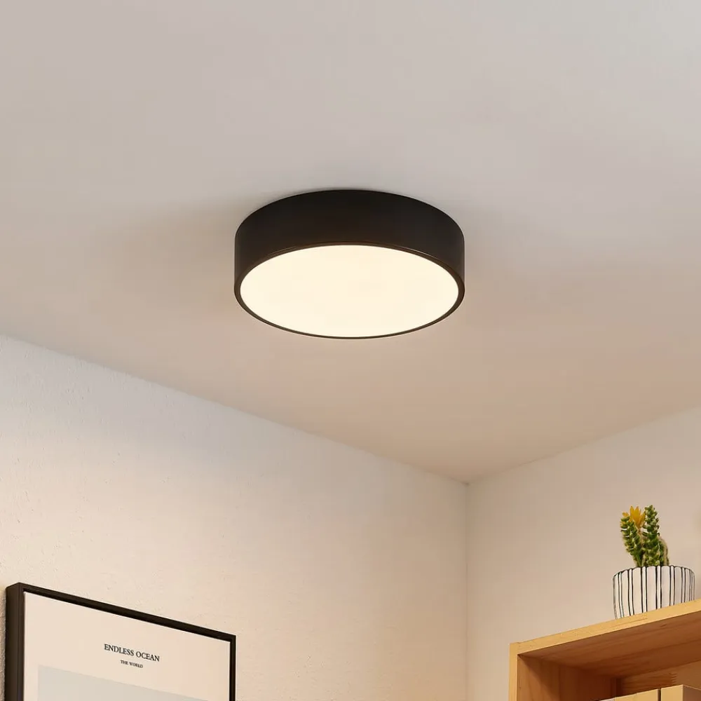 Lindby Loftlamper|Loftlamper>LED-loftlampe Simera, Ø 30 cm, sort, hvid