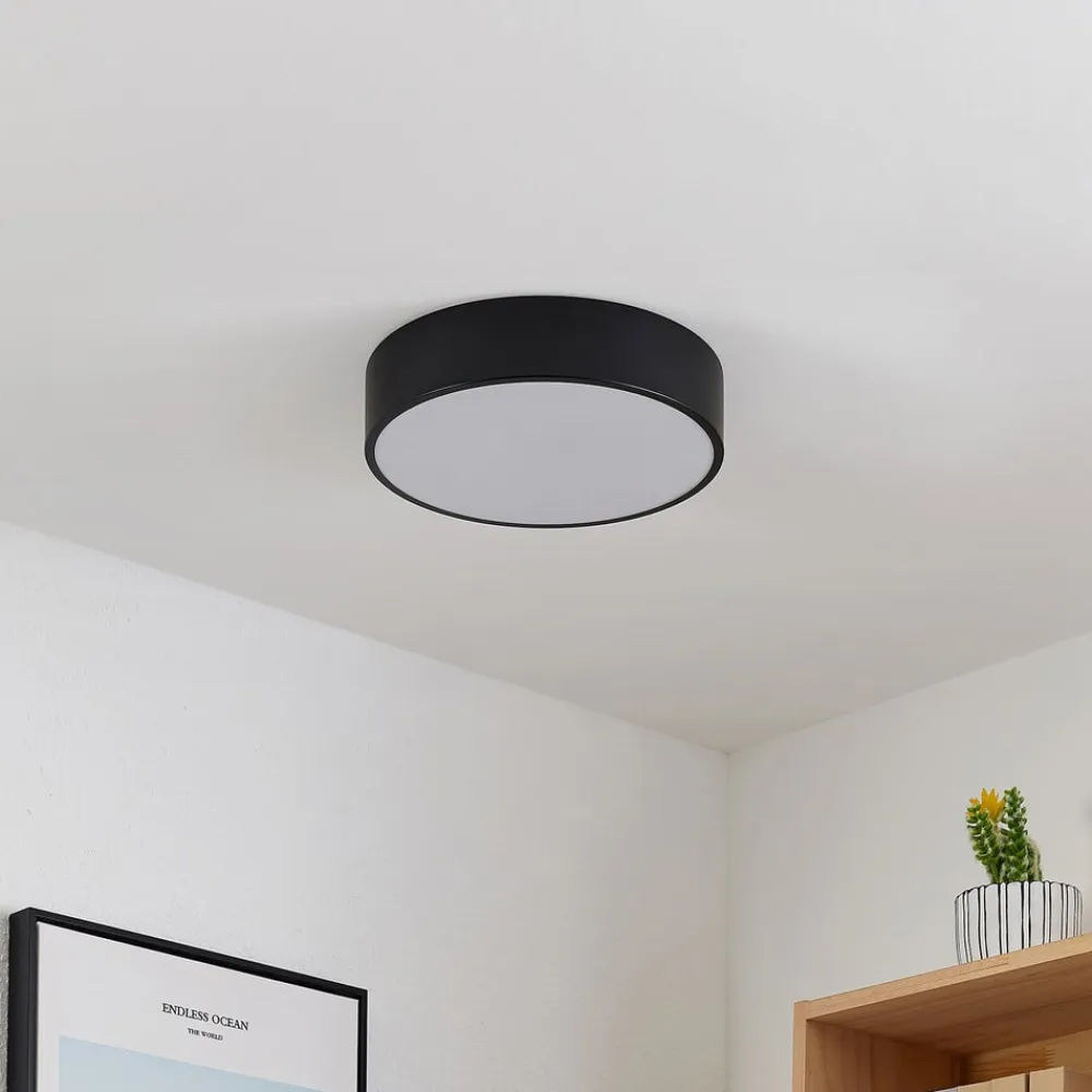 Lindby Loftlamper|Loftlamper>LED-loftlampe Simera, Ø 30 cm, sort, hvid