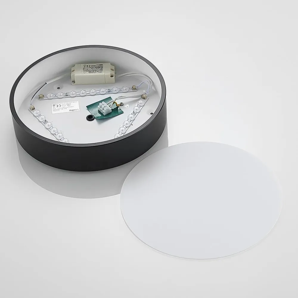 Lindby Loftlamper|Loftlamper>LED-loftlampe Simera, Ø 30 cm, sort, hvid