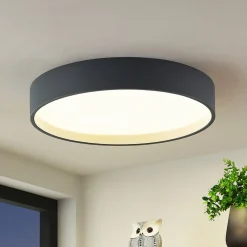 Lindby Gang|Loftlamper>LED-loftlampe Todor, 50 cm, antracit, CCT, træ