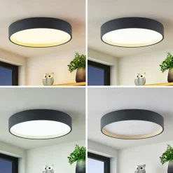 Lindby Gang|Loftlamper>LED-loftlampe Todor, 50 cm, antracit, CCT, træ