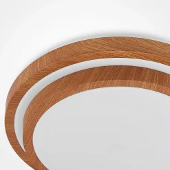 Lindby LED-loftlampe Vaako, Ø 41 cm, metal, trælook