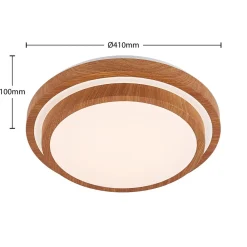 Lindby LED-loftlampe Vaako, Ø 41 cm, metal, trælook