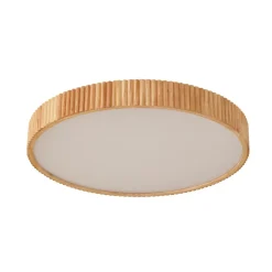 LED-loftlampe Velua, hvid/lys træ, CCT, Ø 50 cm^Lindby
