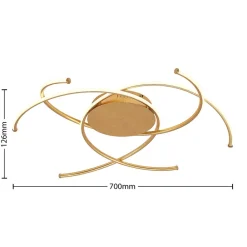 LED-loftlampe Yareli, guld, metal, Ø 70 cm^Lindby Best