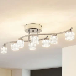 LED-loftlampe Yaro, 8 lyskilder, krom, dæmpbar^Lindby Clearance