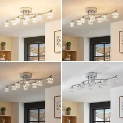 LED-loftlampe Yaro, 8 lyskilder, krom, dæmpbar^Lindby Clearance