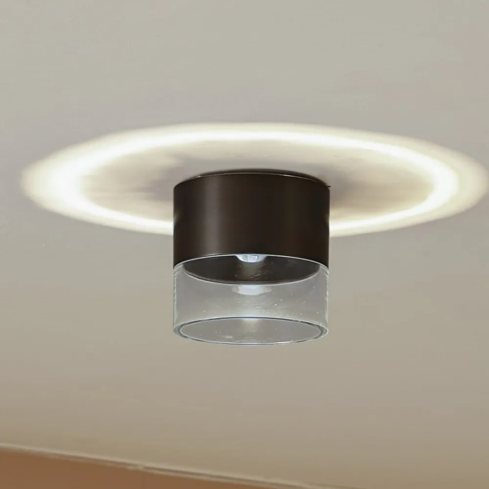 LED-loftslampe Dalila, sort, Ø 10 cm, aluminium^Lindby Clearance