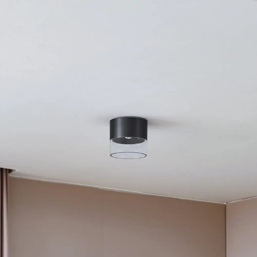 LED-loftslampe Dalila, sort, Ø 10 cm, aluminium^Lindby Clearance