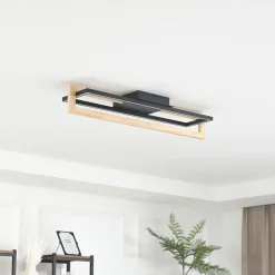 Lindby LED-loftslampe Holamu, 80 cm, træ