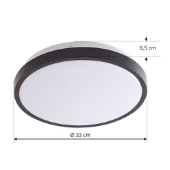 Lindby LED-loftslampe Medon Ø 29 cm sort plast IP44