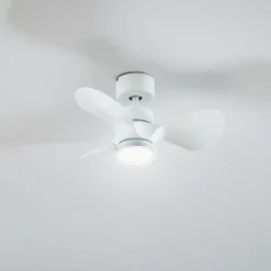 Lindby LED-loftventilator Enon, hvid, DC-motor, støjsvag