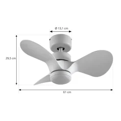 Lindby LED-loftventilator Enon, hvid, DC-motor, støjsvag