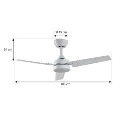 Lindby LED-loftventilator Aerallo, hvid, CCT, støjsvag