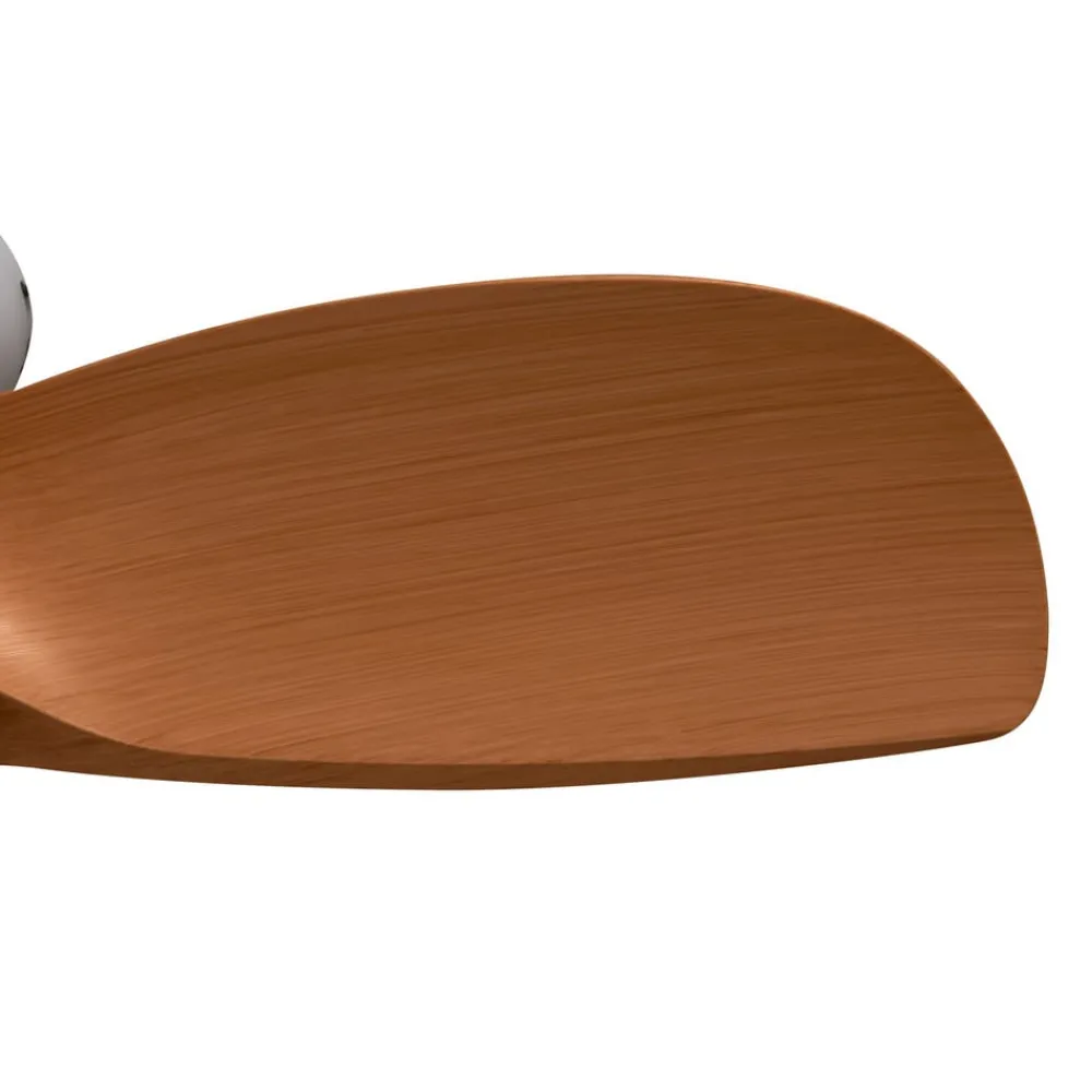 Lindby LED-loftventilator Enon, hvid/træfarvet, DC, støjsvag