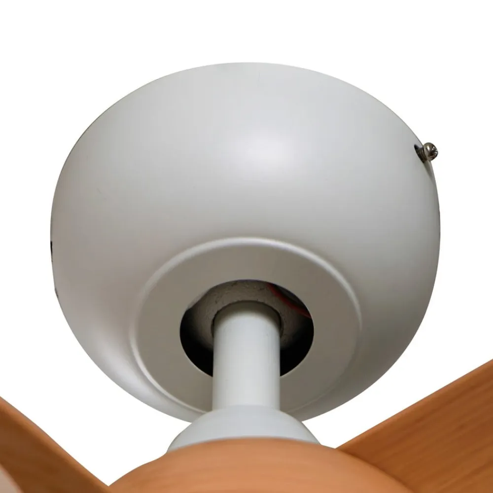 Lindby LED-loftventilator Enon, hvid/træfarvet, DC, støjsvag