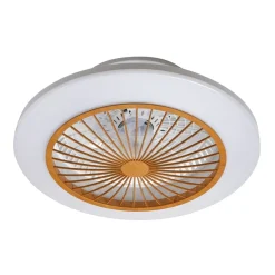 LED-loftventilator Mamuti, træfarvet, støjsvag, 55 cm^Lindby