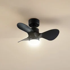 LED-loftventilator Enon, sort, DC-motor, støjsvag^Lindby