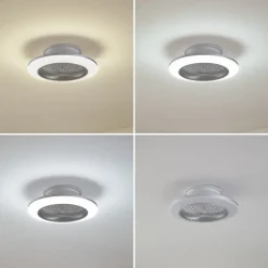 LED-loftventilator Mamuti, sølv, støjsvag, Ø 55 cm^Lindby