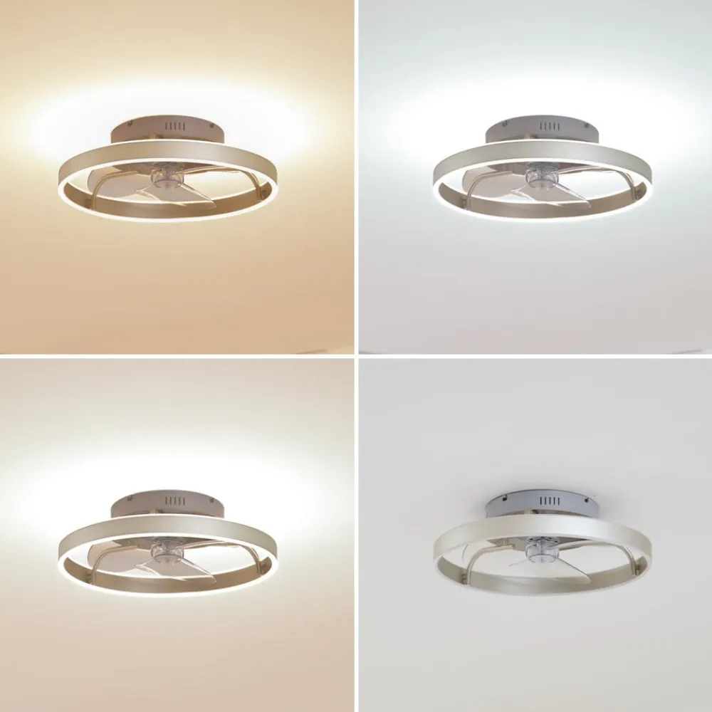 LED-loftventilator Momitu, sølv, lydsvag, Ø 50 cm^Lindby Best